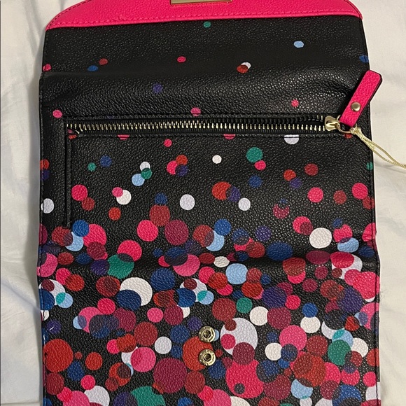 Trina Turk Black Multicolor Confetti Wallet with Hot Pink Flap - Picture 4 of 7